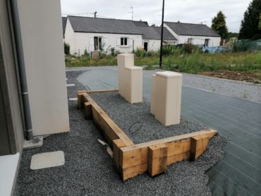 Soutènement en traverses paysagères en bois